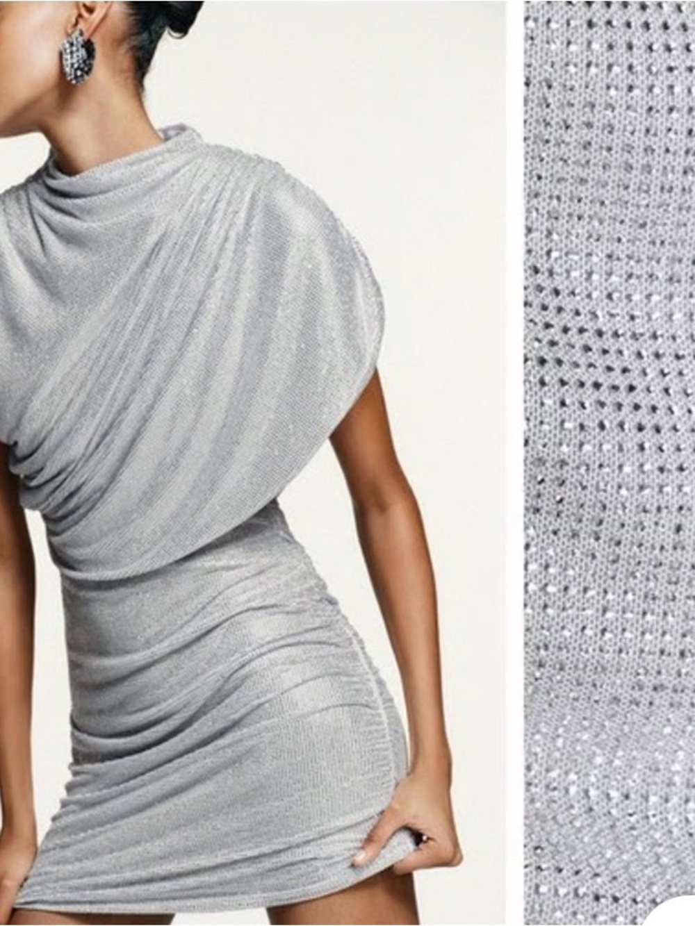 Zara Silver Draped Mini Dress